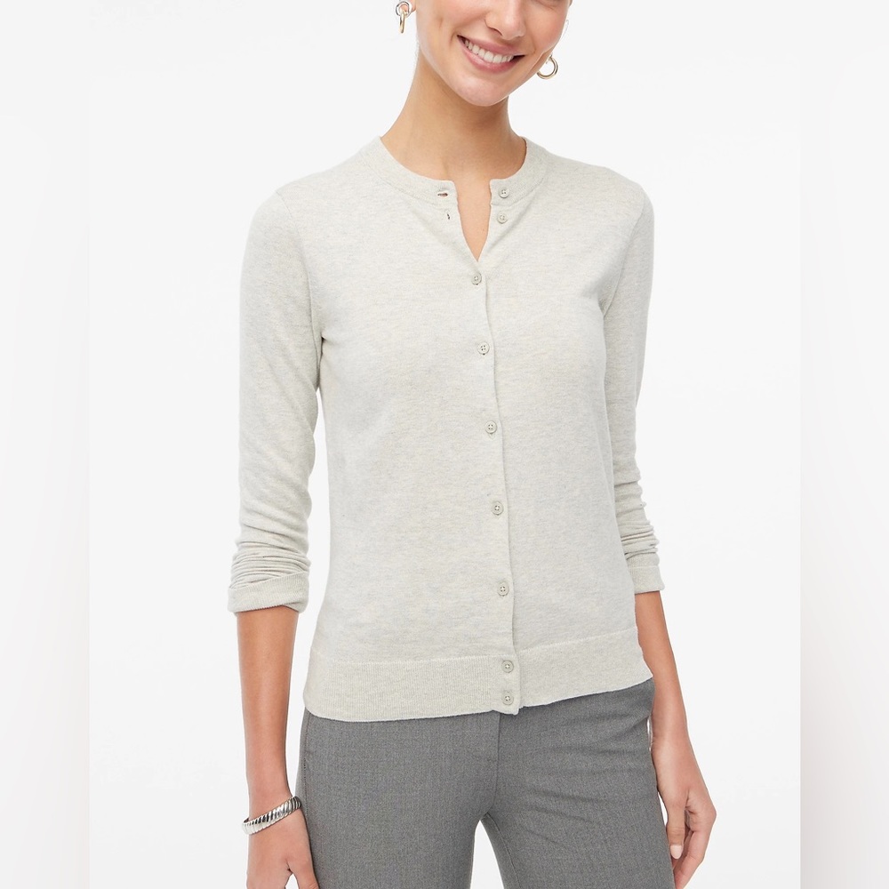 J. Crew Classic Cardigan Sweater Oatmeal Cotton